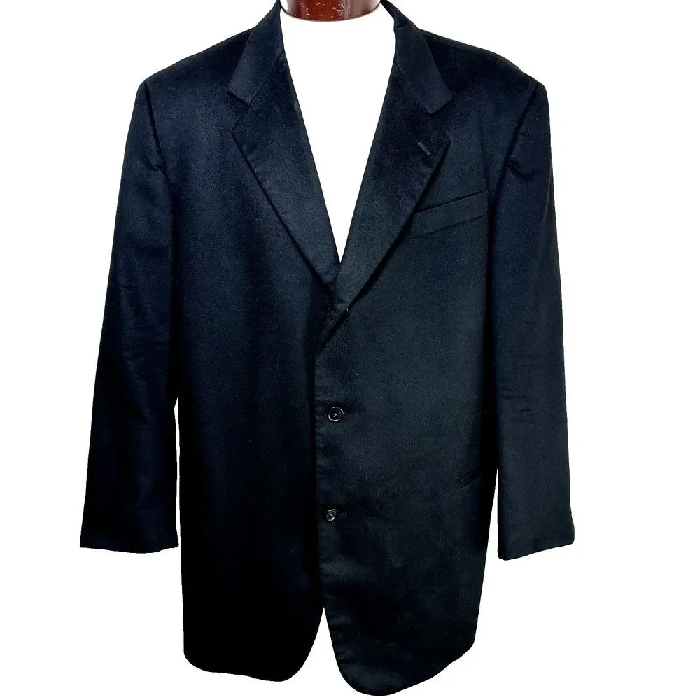 Donna Karan Men's Black Cashmere Sport Coat 48R Blazer Suit Jacket Made in Italy